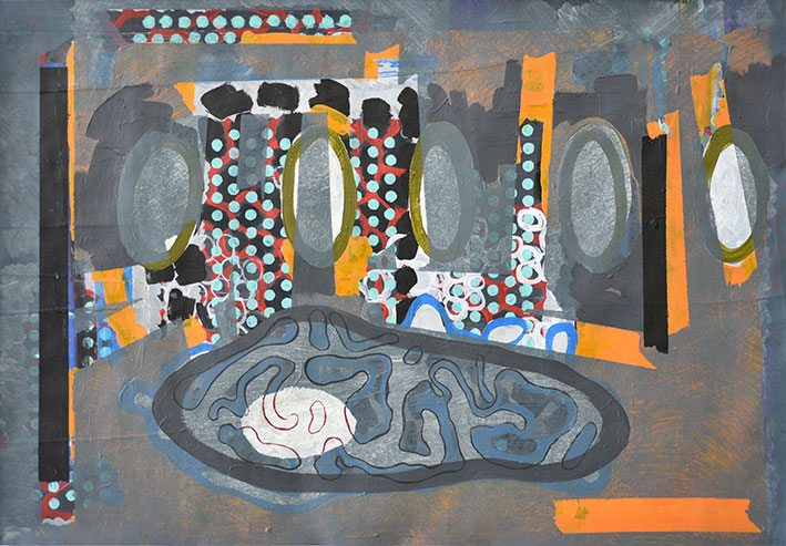 o.T., Acryl auf Papier, 31 x 45 cm, 2014